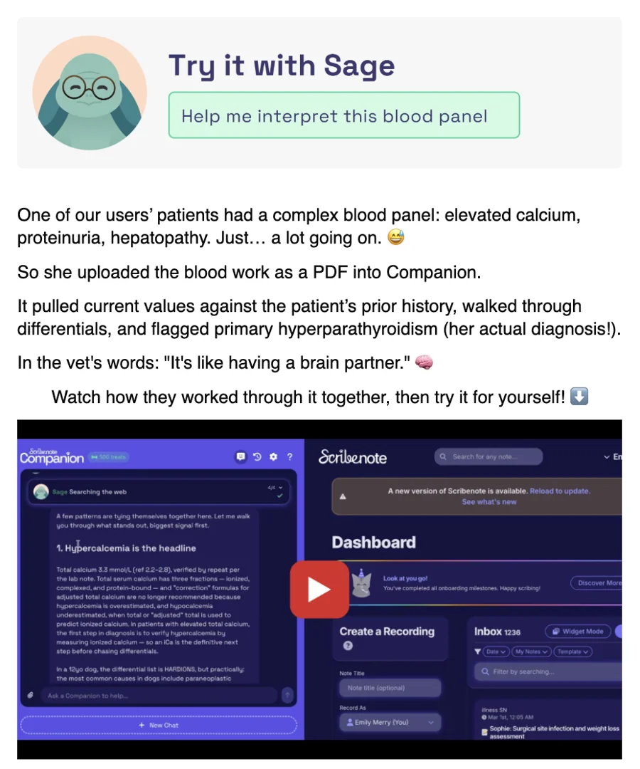 Case-study email: Try it with Sage, help me interpret this blood panel