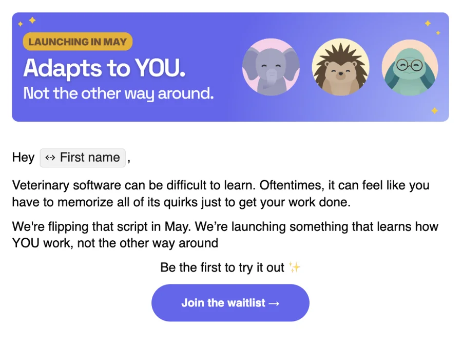 Pre-launch email: Adapts to YOU, launching in May, join the waitlist