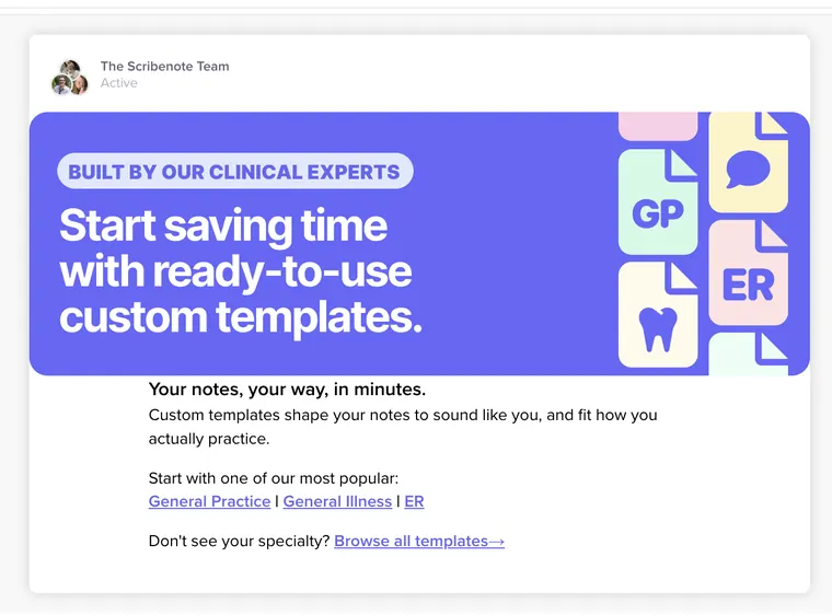Education email about custom templates