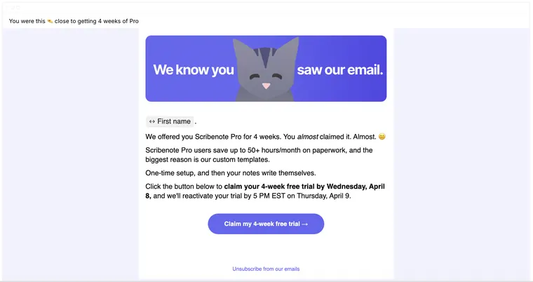 Win-back email: We know you saw our email